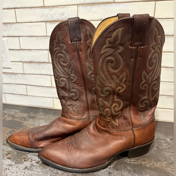 Vintage Justin 2252 Men’s Leather Cowboy Boots.  Made in USA.  Sz 11.5D, EUC - Picture 1 of 9